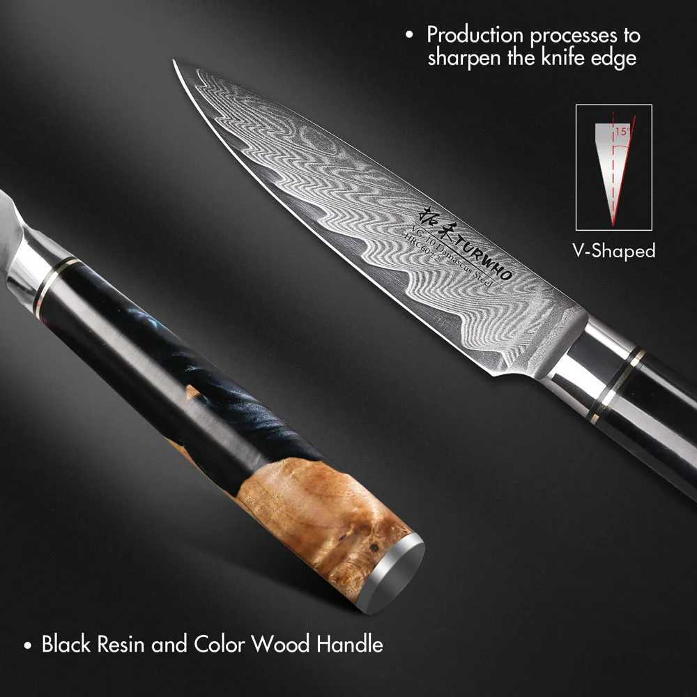 TURWHO 3.5 Paring Knife 67 Layers Japanese Damascus Steel Professional Kitchen Knife Chef Practical Peeling Fruit Knife Cooking Tool Y241227