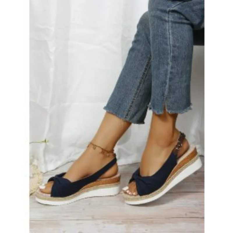 High Quality Women Fashion Sandals Open Toe Casual Wedge Platform Shoe Soft Sole Light Work Shoes Large Size Flat Comfortable Beach Shoe T241227