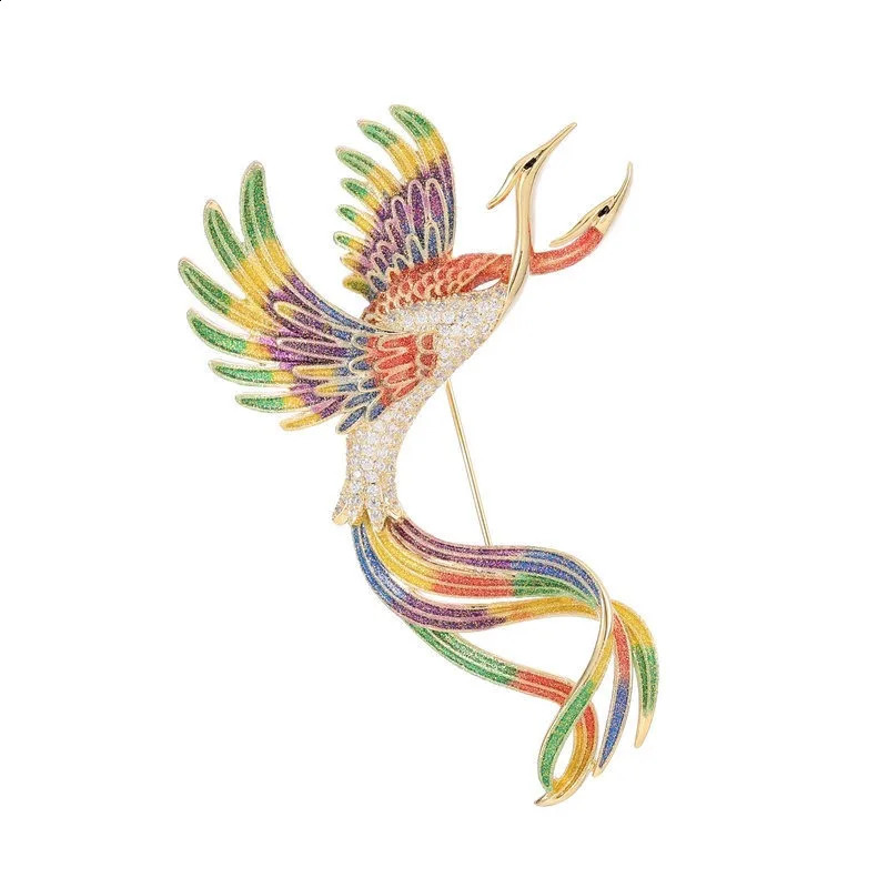 Dress Accessories Womens brooch pin gift for women Advanced feeling Enamel chest flower Gradient colored Phoenix brooches 241227