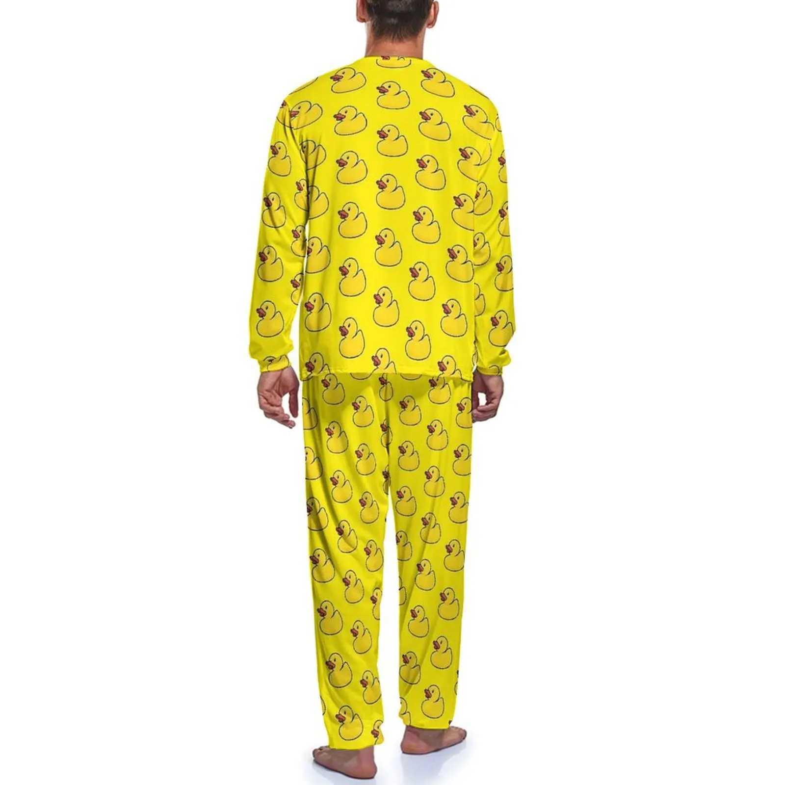 Rubber Ducks in Yellow Pajamas Spring 2 Pieces Cool Pajama Sets Man Long-Sleeve Room Graphic Home SuitXJ241227