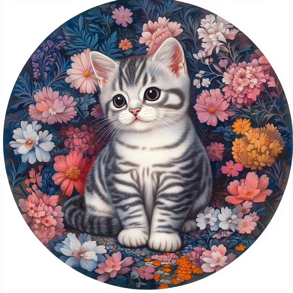 American Shorthair Cat Decorative Circular Aluminum Painting - Customizable Pet Souvenir Tombstone - Ideal for Pet Ornaments