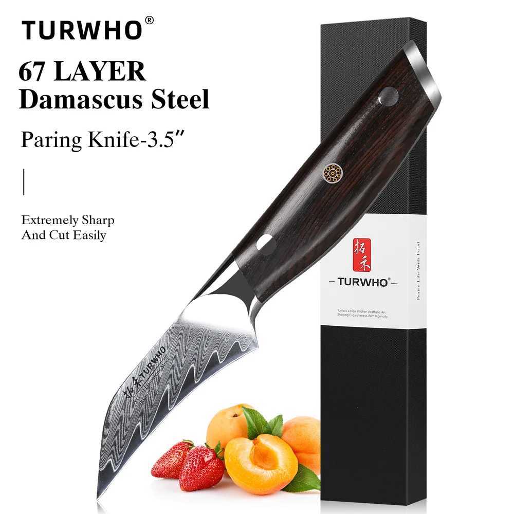 TURWHO 3.5-inch Paring Knife 67 Layer Damascus Steel Professional Shap Kitchen Vegetable Fruit Peeling Peeler Chef Utility Knife Y241227