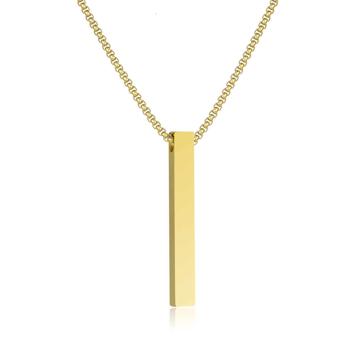 Hot Selling Titanium Steel Pillar Necklace With Simple Square Pearl Strip And Four Sided Wolf Tide 2026 New Diy Jewelry Necklaces for Men and Women Co