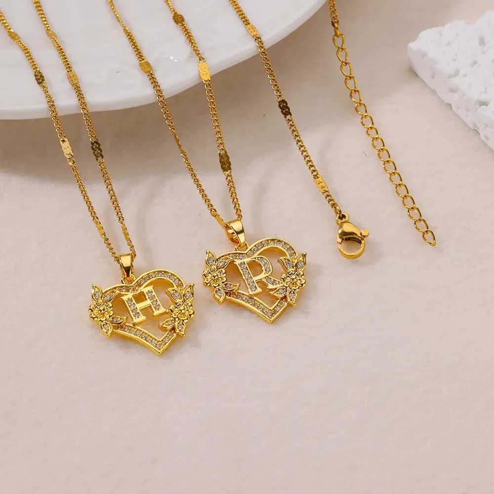 Heart Initial Letter Necklaces for Women Gold Color Stainl Steel Chain A-Z Alphabet Pendant Necklace Birtay Jewelry GiftXJ241227