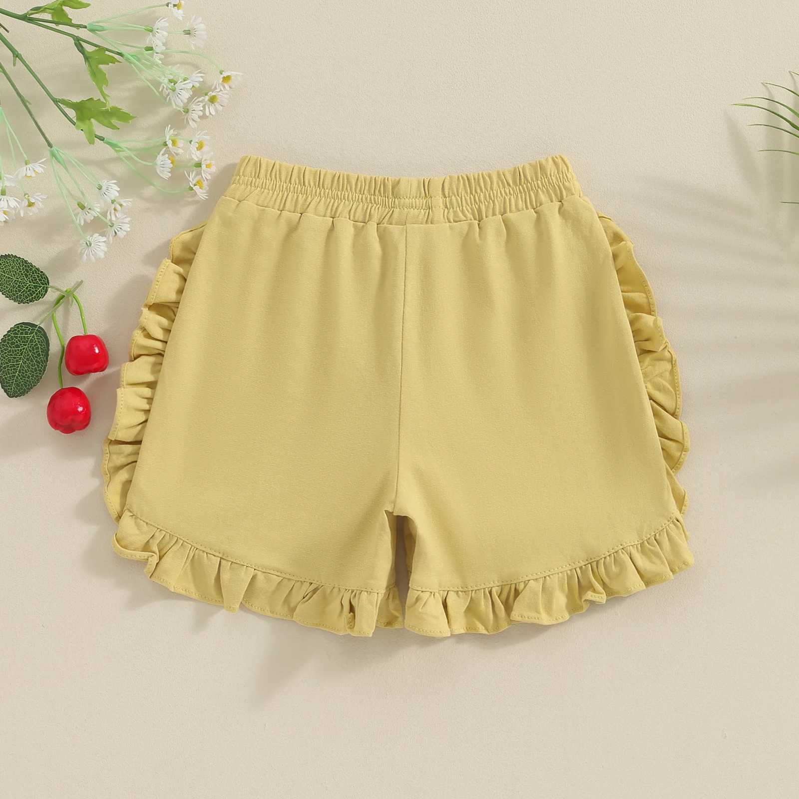 Pudcoco Toddler Kids Baby Girl Ruffled Shorts Cherry Embroidery Elastic Waist Kids Short Pants for Summer 6M-5T W241227