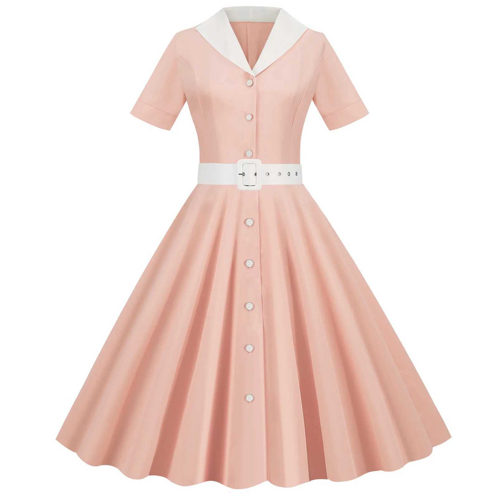 French retro solid dress womens summer retro 1950s and 1960s Pin Up Rockabily party dress womens vest dress X241226