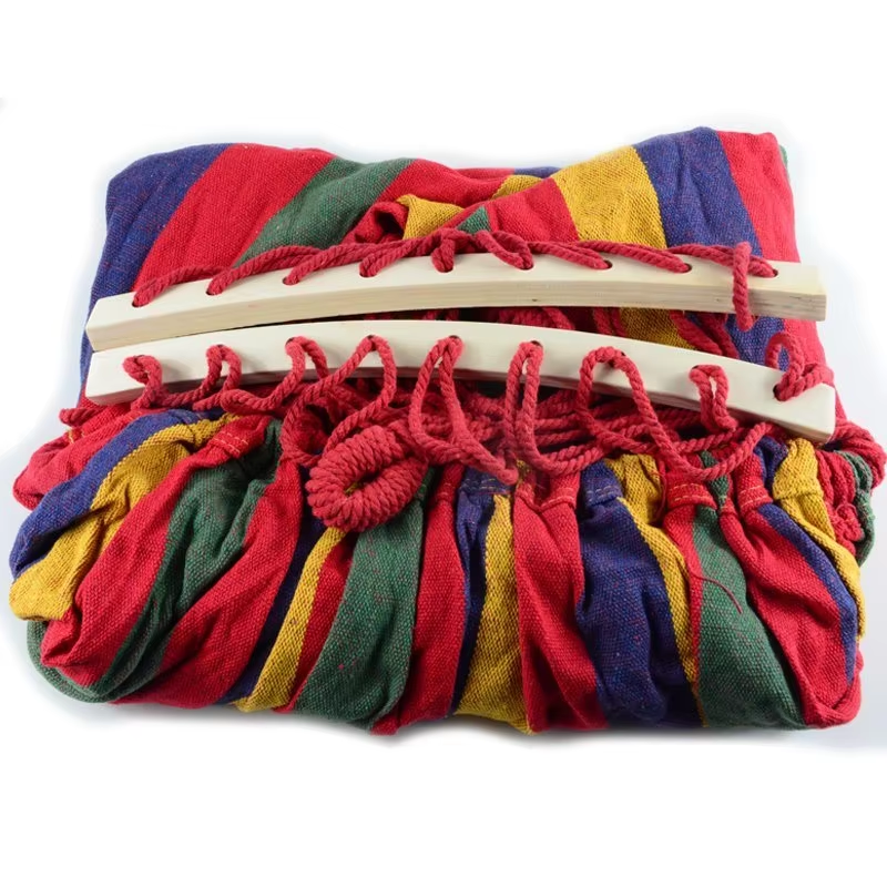 Outdoor Portable Camping Double Hammock Large Canvas Cotton Hammock With Wood stand