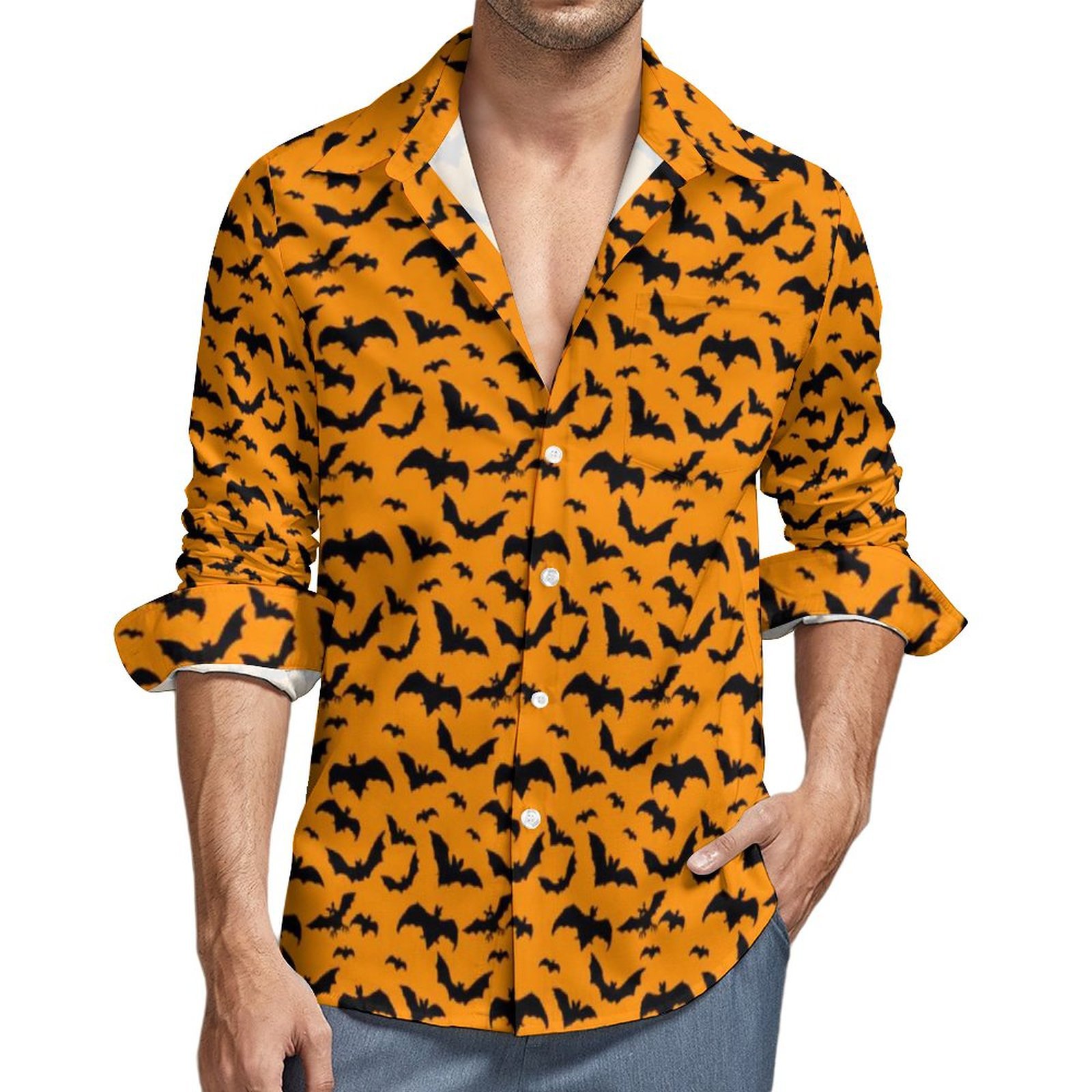Men's Casual Shirts Banana Print Shirt Men Funny Fruit Autumn Aesthetic Custom Blouses Long Sleeve Loose Oversize Clothing Idea