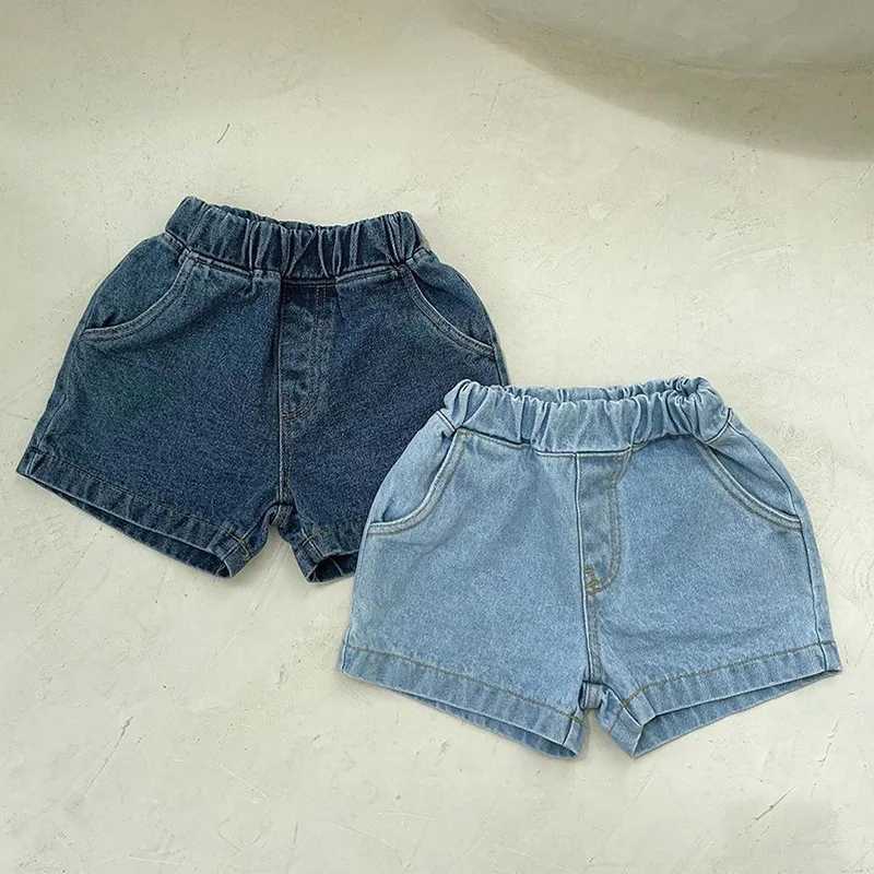 Summer Children Denim Shorts for Boys Girls Solid Color Jean Shorts Korean Kids Clothes 2024 Trendy Pants Costume 2-5 Years Old W241227