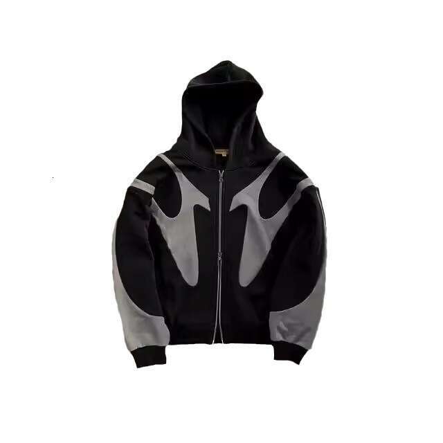Autumn and Winter New Street Hip Hop Splicing Printed Y2K Harajuku Style Coat Hoodie