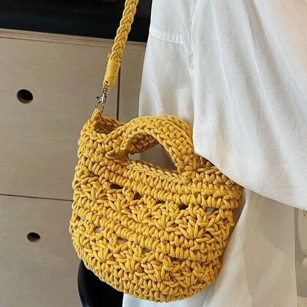 Forest Style Artistic Retro Woven Bag, Women's New Hollowed Out Handbag, Casual Versatile Single Shoulder Crossbody Bucket Bag