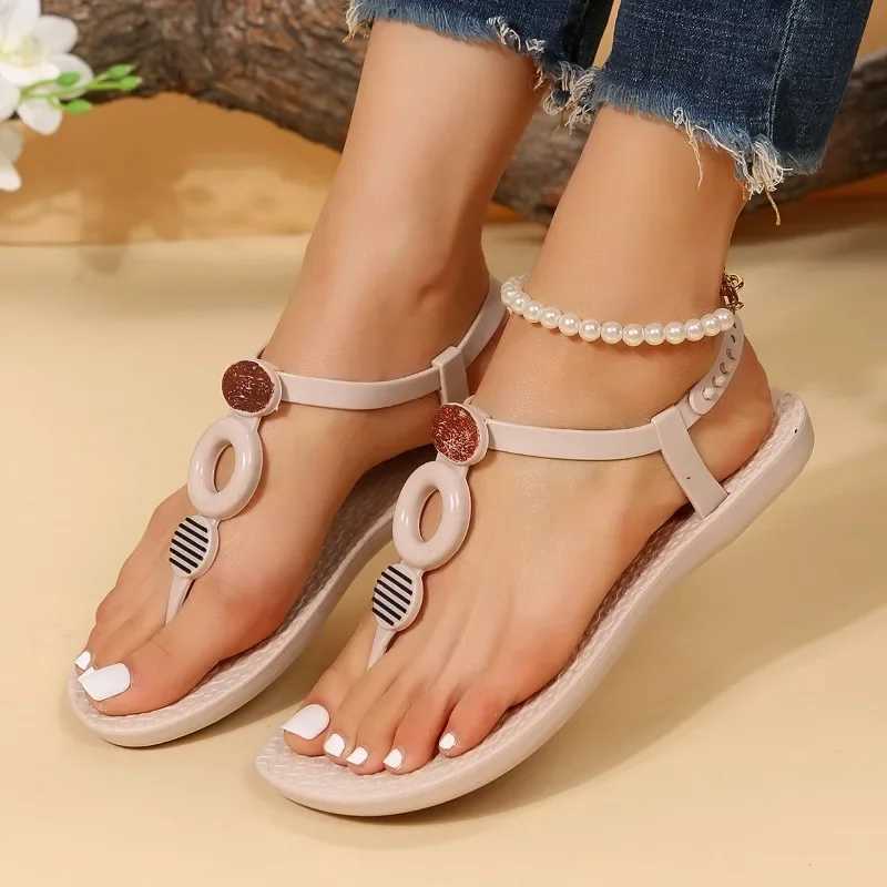 High Quality Womens Summer Decorative Toe Back Beach Sandals Button O-shaped Decorative Sandals Holiday Tablet Outdoor Beach Sandals T241227