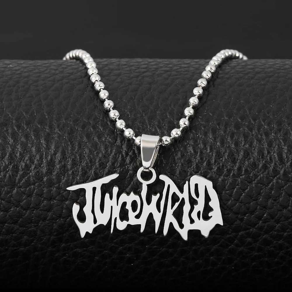 Punk Art Design Letter JUWrld Necklace Hip Hop Rper Beads Chain Stainl Steel Pendant Necklaces Jewelry AccoriesXJ241227