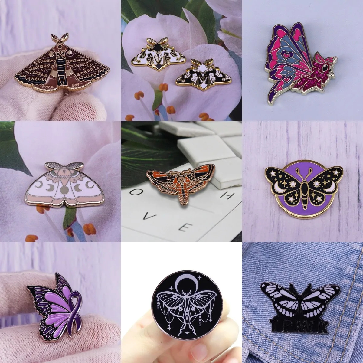 Superior Quality Moth Butterfly Enamel Pins Cute Brooches Clothes Hat Lapel Pin Gothic Badge Jewelry Gifts for Friends Wholesale 241227