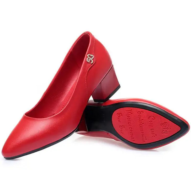 AIYUQI Wedding Shoes Women Spring Women Shoes Red Genuine Leather Pointed Toe Professional Fashion Single Shoes Women