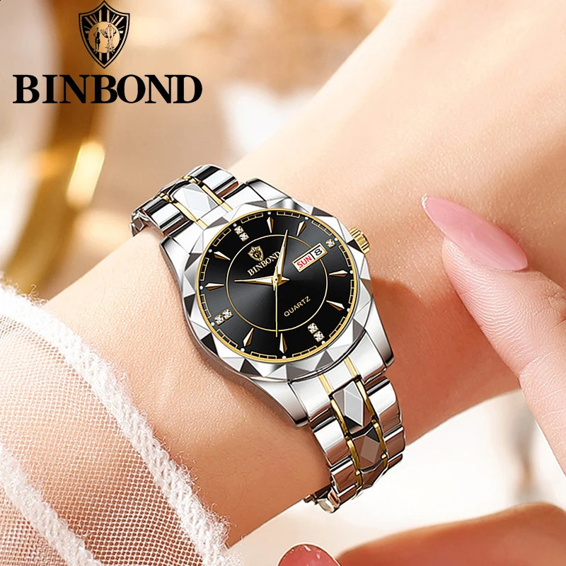 BINBOND B5552 Quartz Womens Watches 30M Waterproof Luminous Date Wristwatch Fashion Business 241225