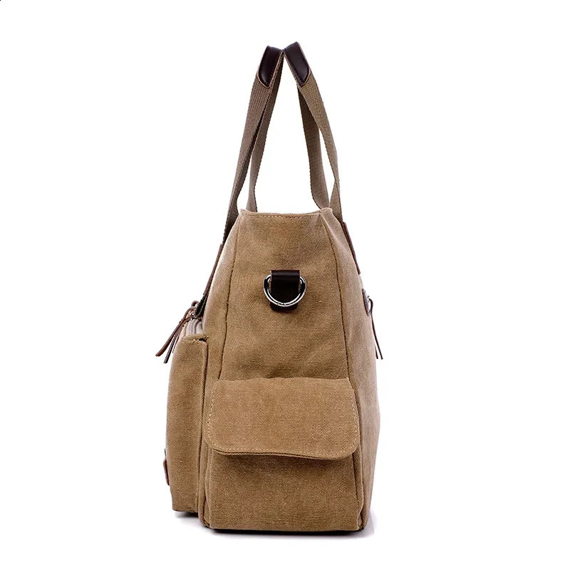 Canvas Fashion Mens Crossbody Bags Solid Color Multifunction Men Office Vintage Bag With Slit Pocket Shoulder 241225