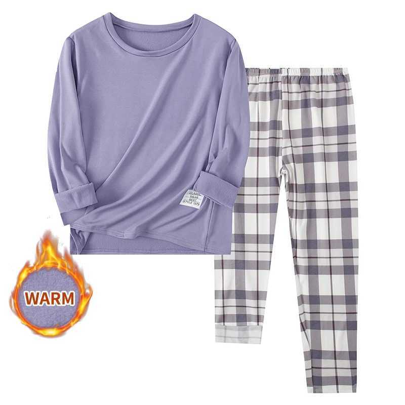 2-Piece Long-sleeved Trousers In Autumn And Winter Sanded And Thickened Pajamas For Men And Women Adolescent Home ClothesXJ241227