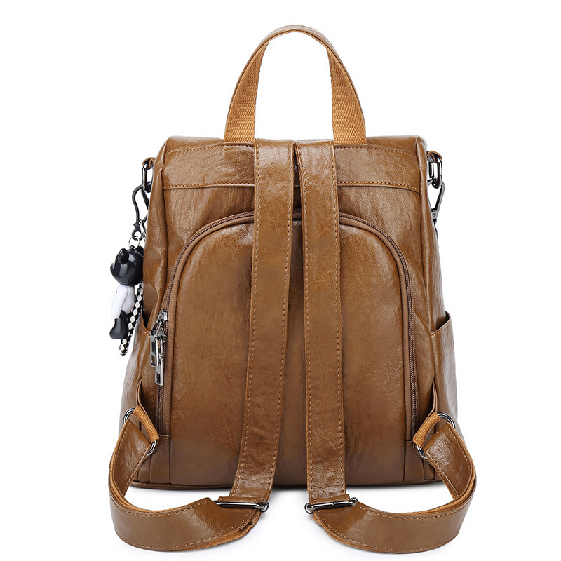 2022 New Korean Trendy Fashion Women's Versatile Sheep Pattern Travel Bag Casual Soft Leather Anti theft Backpack