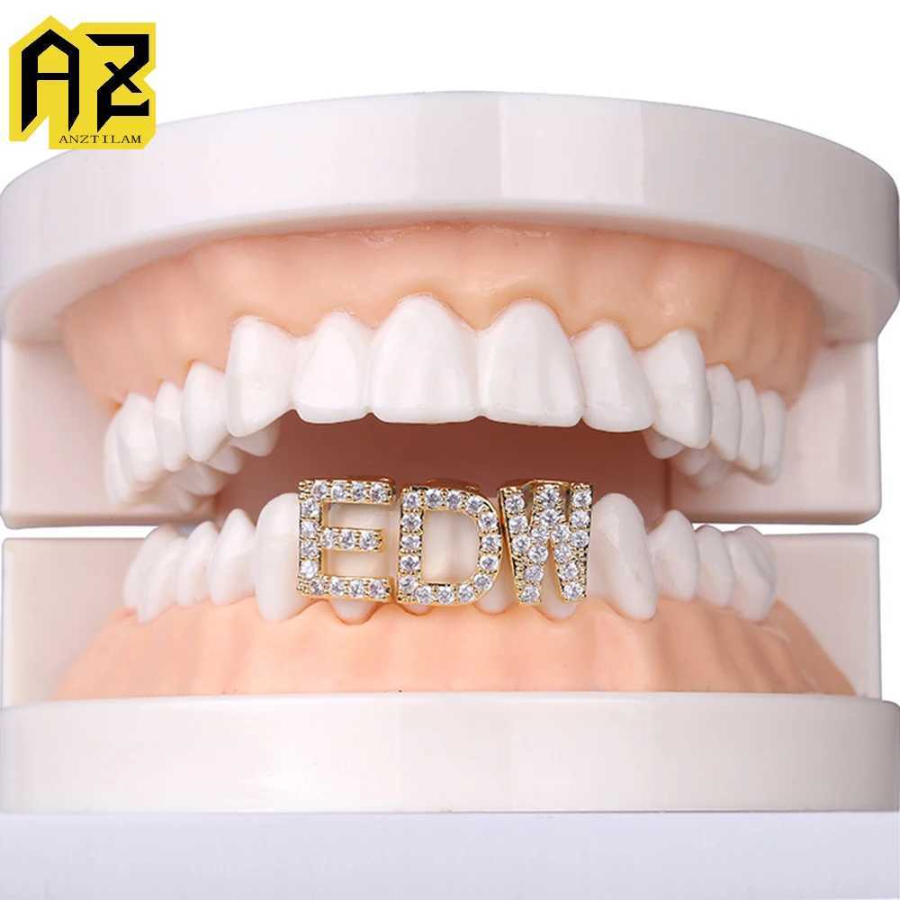 Custom Cital Letters Zircon Bling d Out Grillz Teeth Men Women Single Hip Hop Tooth Grills Cs Fashion Jewelry W241227