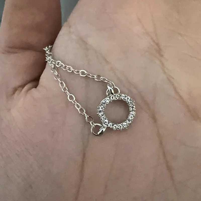 Fashion Circle Necklace with Cubic Zirconia Simple Stylish Clavicle Chain Necklace for Women Wedding Luxury Jewelry 2023 TrendXJ241227