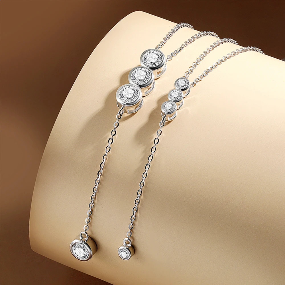 Houtros 3mm5mm Full Necklace for Girls Classic Bubble Clavicular Chain 925 Sterling Silver Party Fine Jewelry GRA 241226