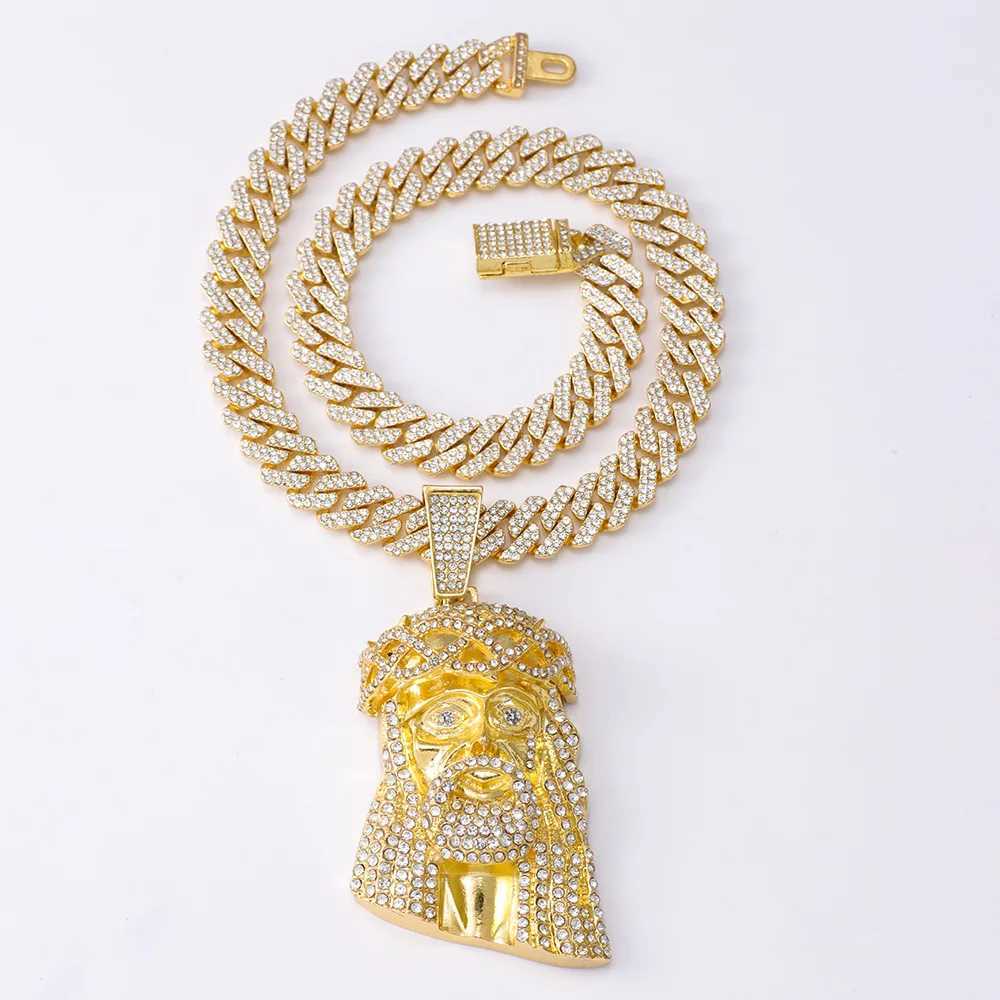1pc Jesus Pendant Necklace With Cuban Chain hip hop chain Ideal Gift For Men And WomenXJ241227
