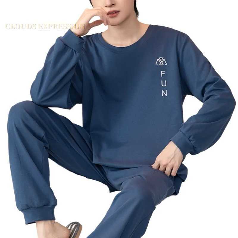 Spring Autumn Sporty Knitted Long-Sleeved Mens Pajamas Sets Male Pajama Set Letter Pajama For Men Sleepwear Suit Homewear 3XLXJ241227