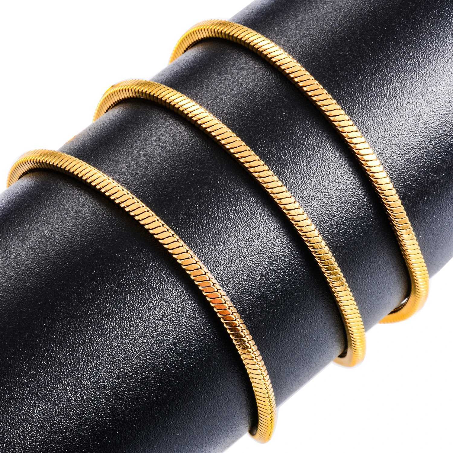 0.9mm/1.2mm/1.5mm/2mm/2.4mm Stainl Steel Squre Snake Chain Gold Color Necklace For Women And Men On Neck Jewelry GiftXJ241227
