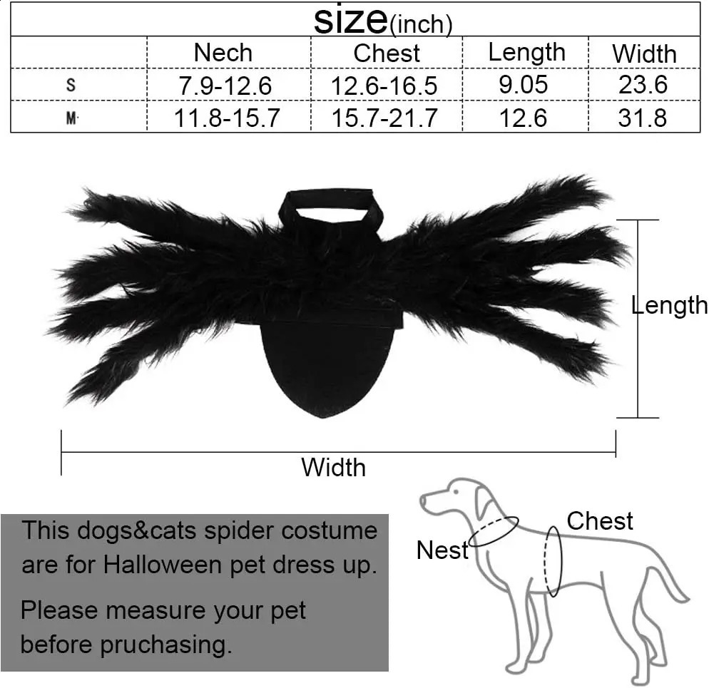 Dog Cat Spider Costume for Halloween Party Decoration Halloween Cosplay Costumes for Puppy Cat Dress Up Accessories 241225