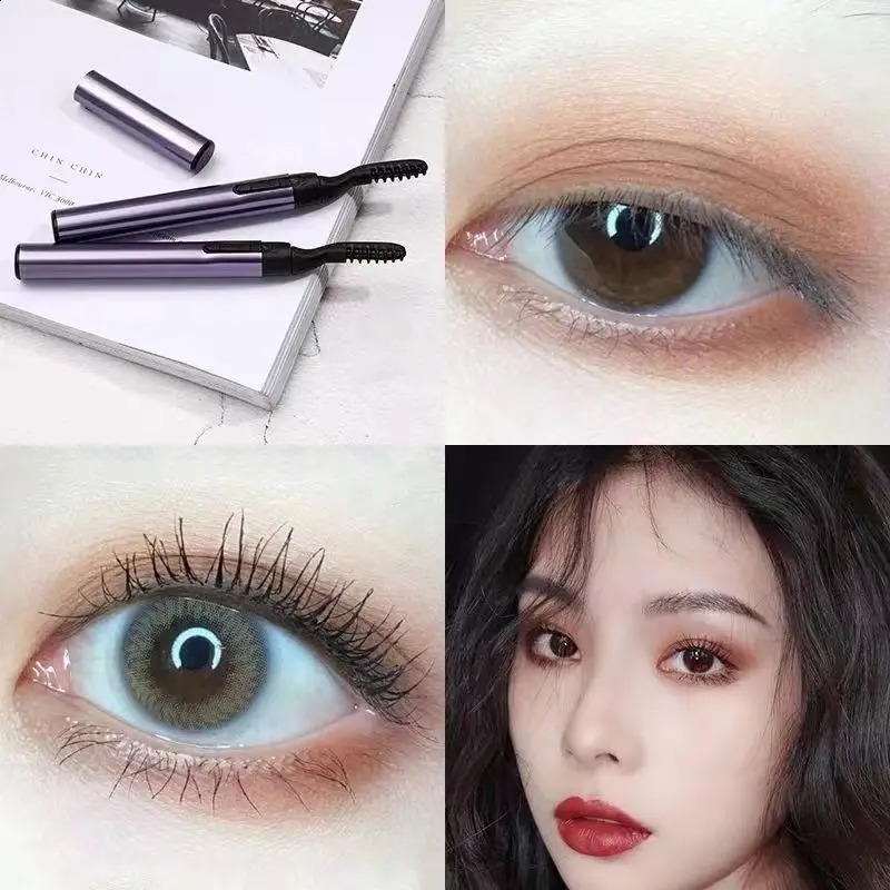 Electric Eyelash Curler Heating Curling Eyelash Pen Mascara Long Lasting Eye Lashes Comb Durable Shaping Slender Eyelash Brush 241226