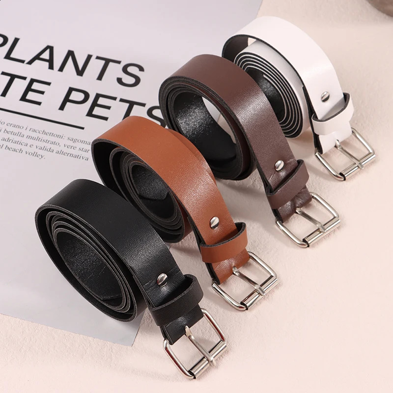 1PC 100CM Leather Belt Fashion Waist Belts Metal Buckle Waistband Pants Decorative Clothing Accesories 241225