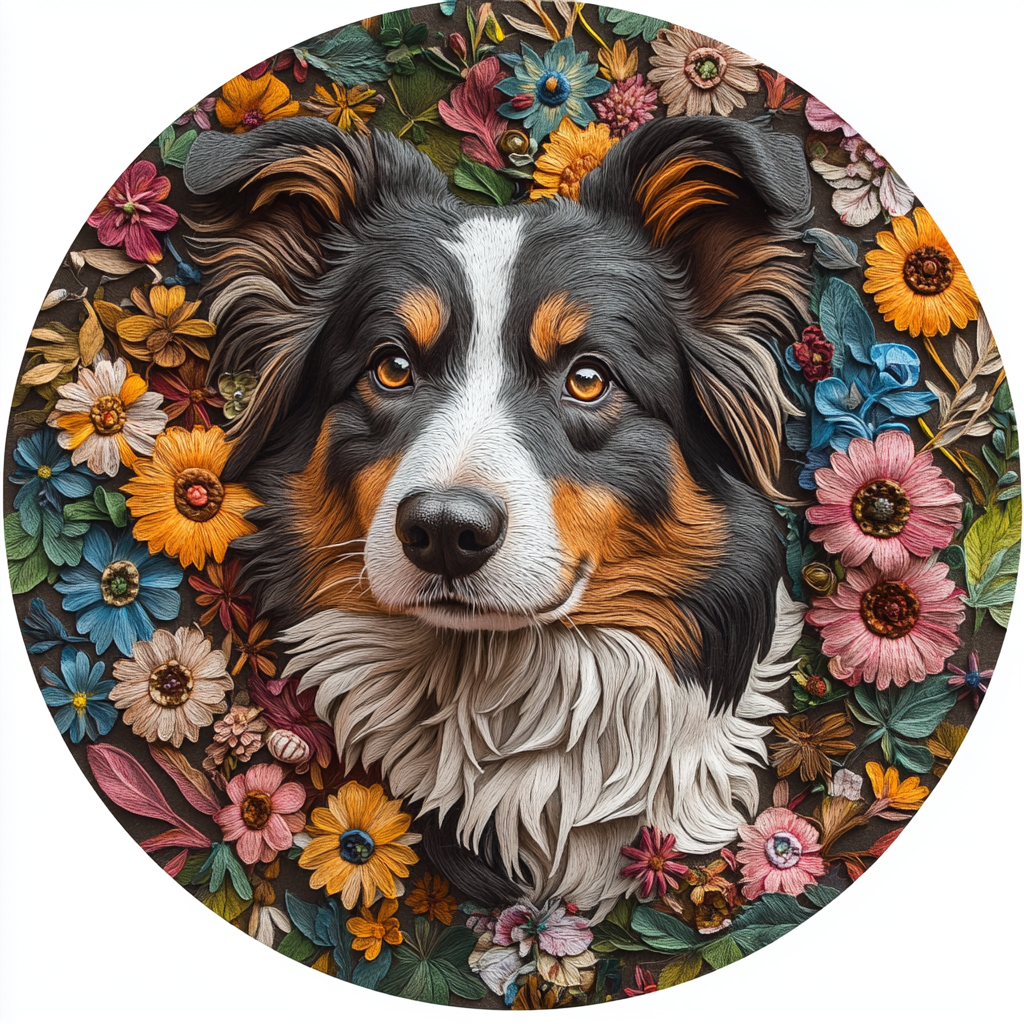Custom Australian Shepherd Pet Ornaments - Circular Aluminum Decorative Paintings | Personalized Pet Souvenir Tombstones