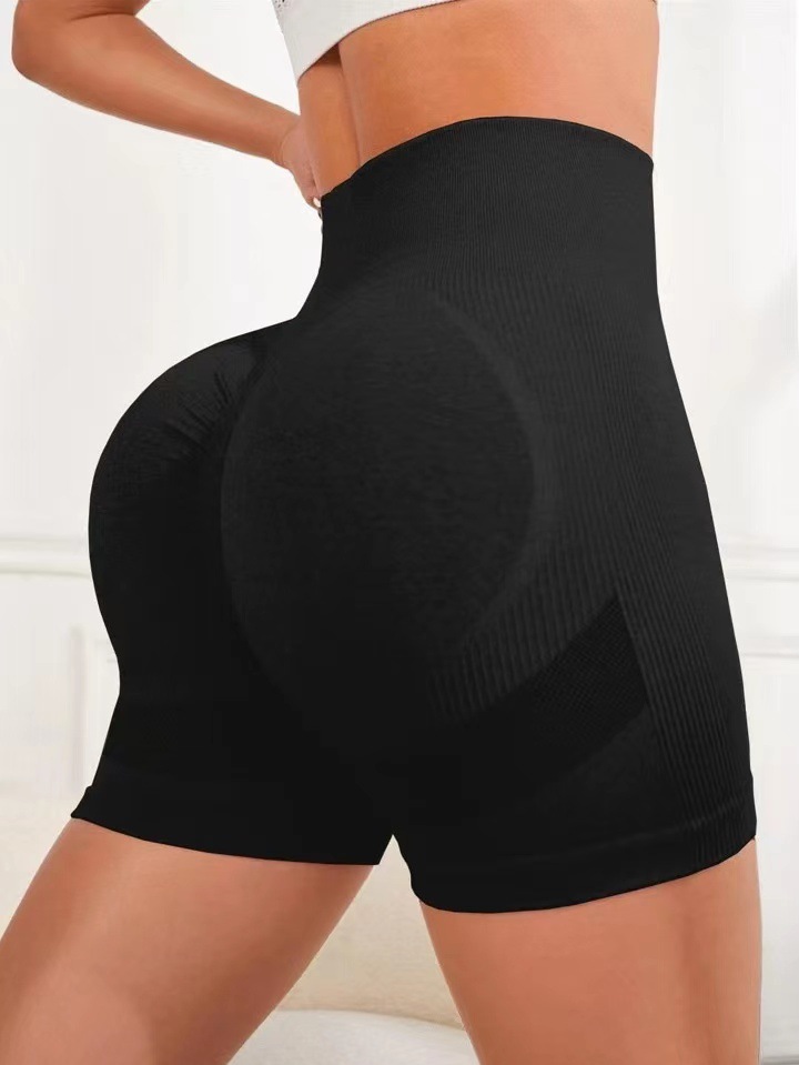 High quality women's high waisted double hip lifting yoga gym exercise tight stretch outdoor exercise three part smile pants solid color high-qua