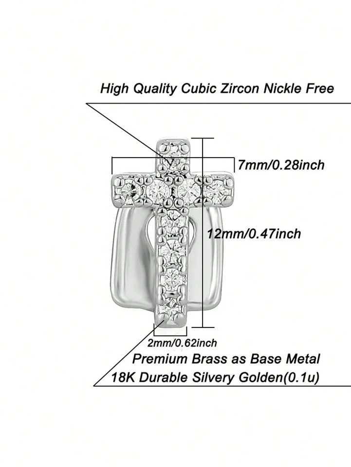 1pc new hip-hop 18k gold-plated elegant and fashionable braces personzed micro set crystal zircon cross single tooth braces W241227