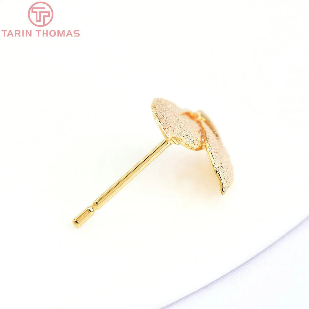 241710PCS Leaf 10.5x15.5MM Gold Color Brass Tree Leaf Leaves Stud Earrings Pins High Quality Jewelry Findings Accessories 241227