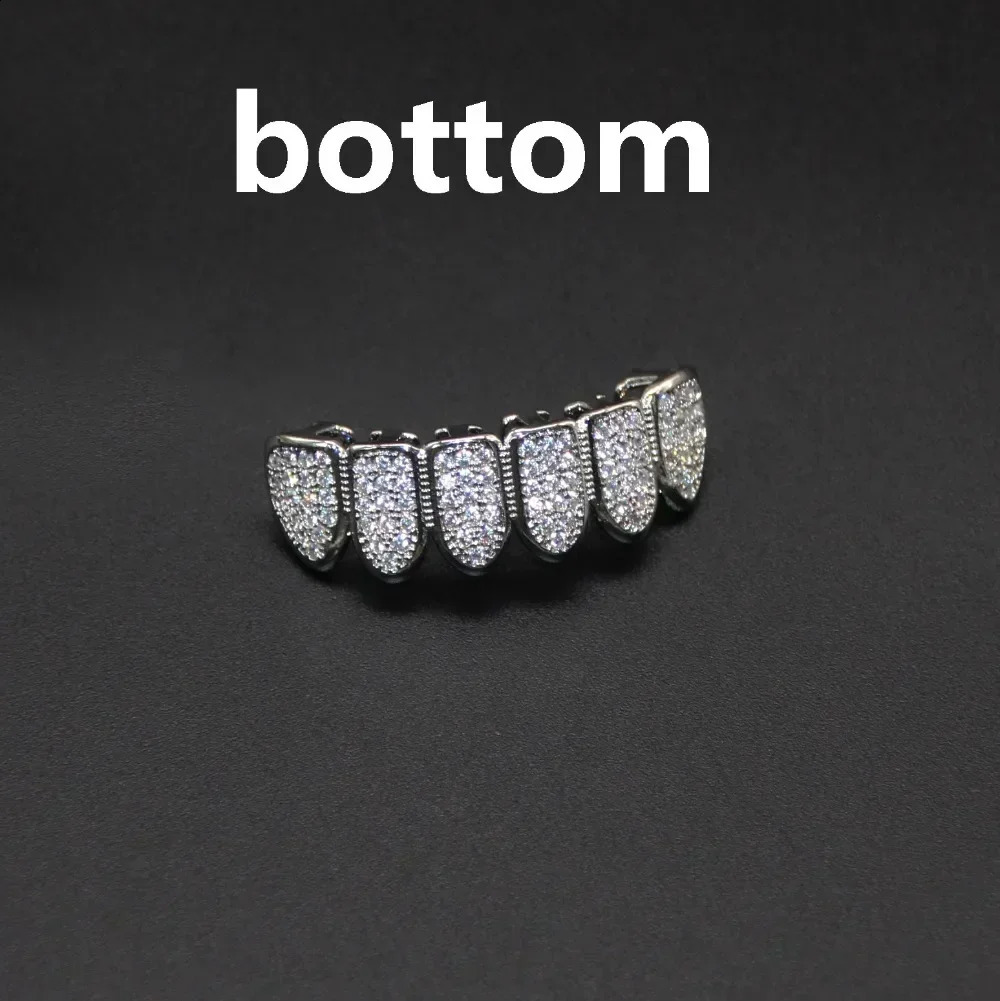 Teeth Set for Unisex Top Bottom Mouth Silver Color Grills Tooth Cap Removable Dental Fashion Body Jewelry 241225