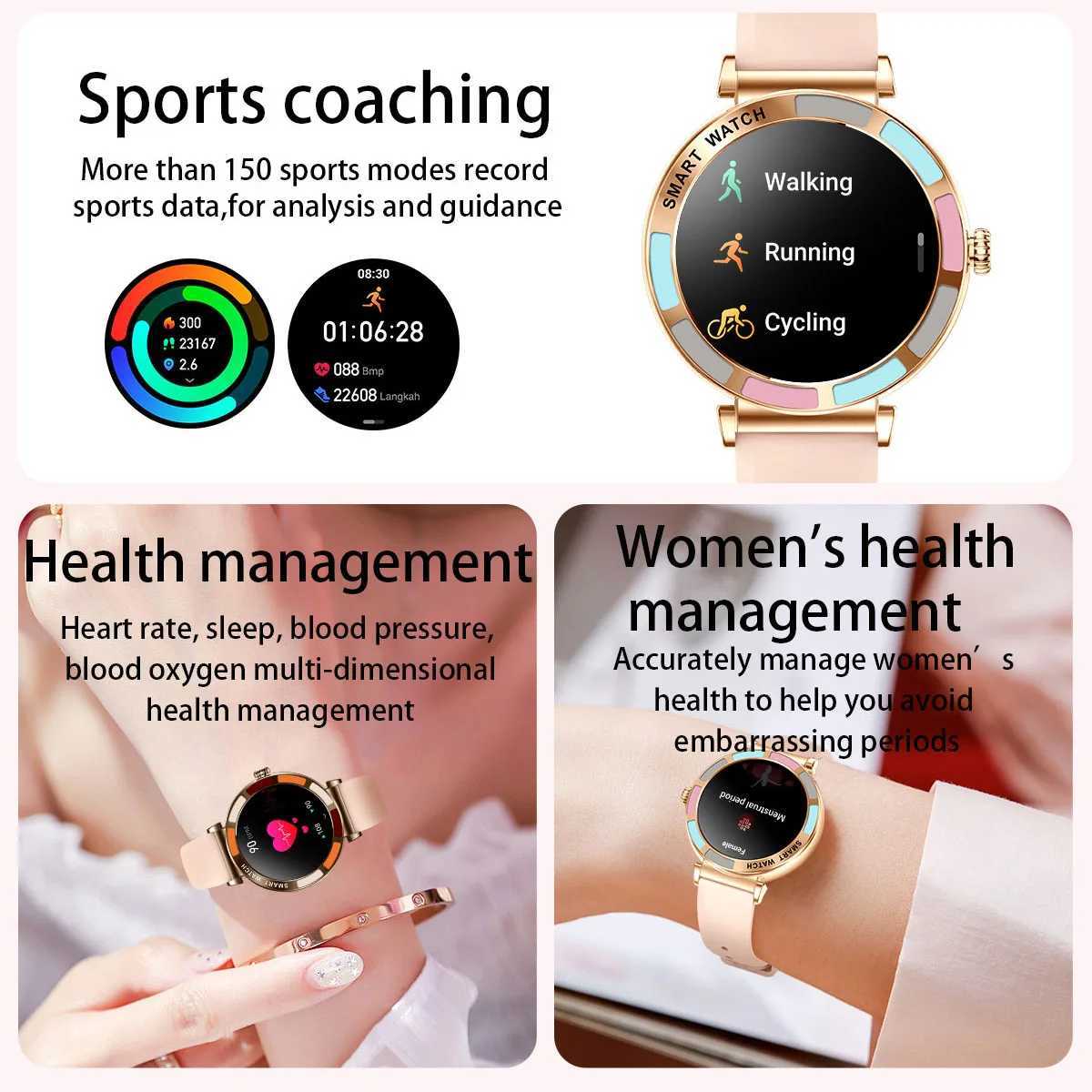 Ladies Luxury Smart Watch for Android iOS HD Sn Call Health Monitoring Fitness Tracker Wen Diamond Smartwatch Z241225