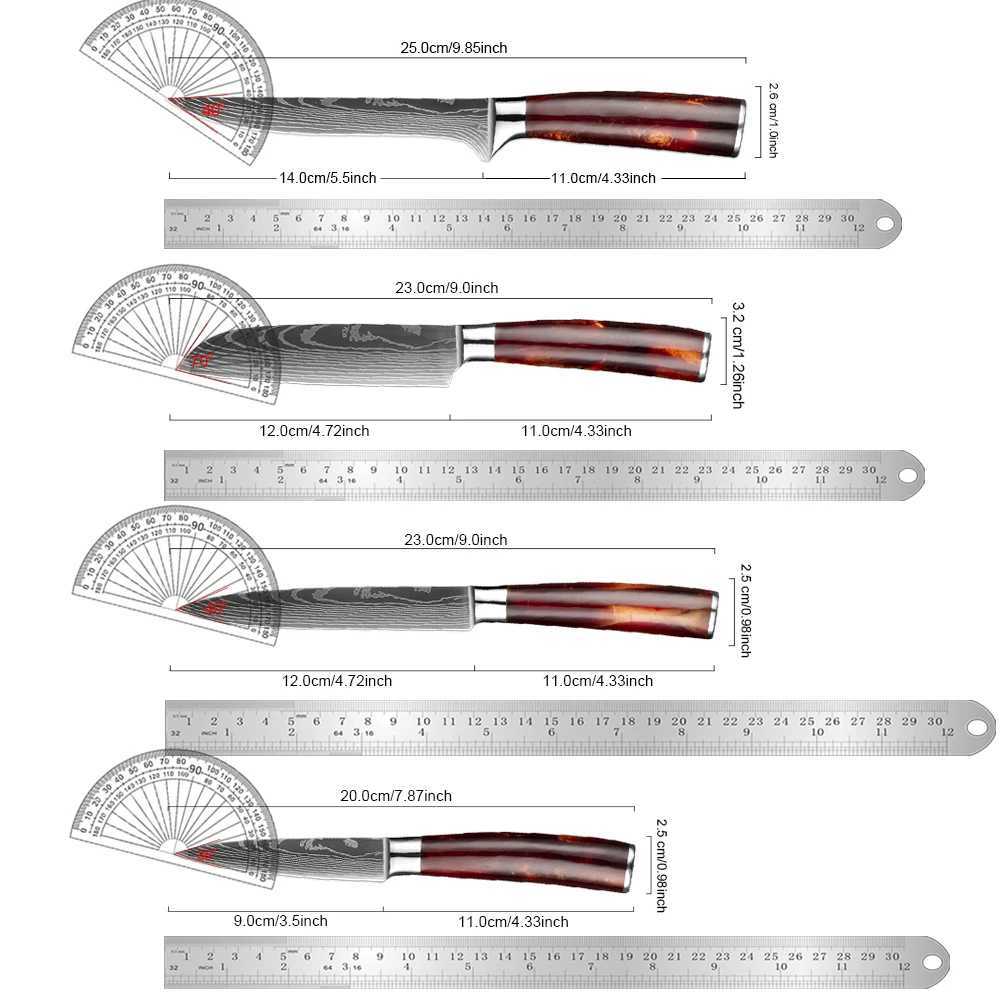 Razor sharp practical side dish knife set 1-4 pieces small chef cooking kitchen knife fruit and vegetable cutting knife red resin handle Y241227