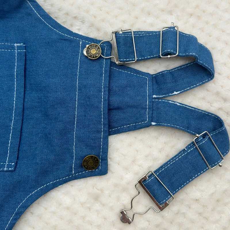 Korean Sle solid blue denim chest combination Jean Bib baby bib girl denim jacket pendant jumpsuit baby set W241227