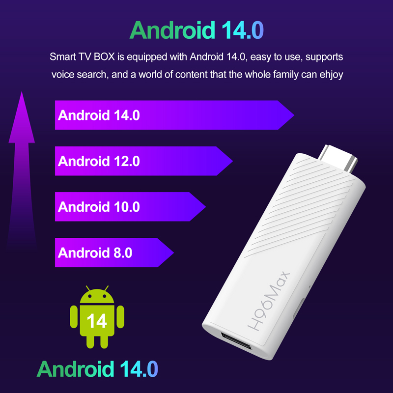 H96 MAX H313 TV Stick Android 14 Allwinner H313 Smart TV Box Google Voice Assistant 2GB 8GB 16GB Wifi6 BT 4K HD Media Player