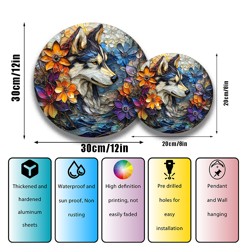 Husky Pet Ornaments - Customizable Circular Aluminum Decorative Paintings for Cats & Dogs - Unique Pet Souvenir Tombstones