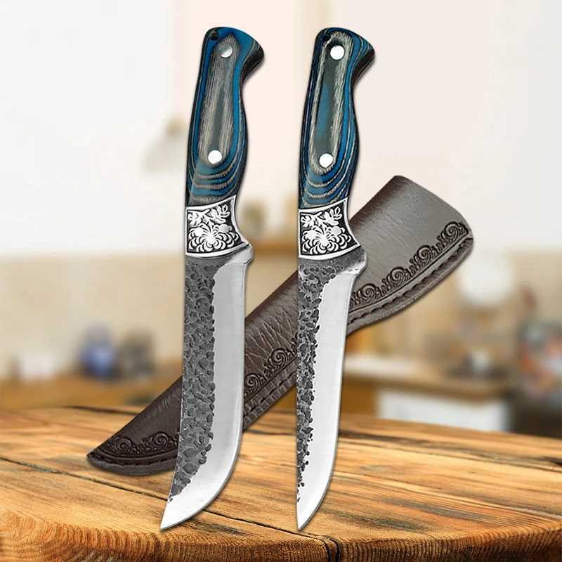 Kitchen lawn mower forged Boning knife sharp chefs knife meat cutting knife vegetable slicing barbecue fishing practical knife with sheath Y241227