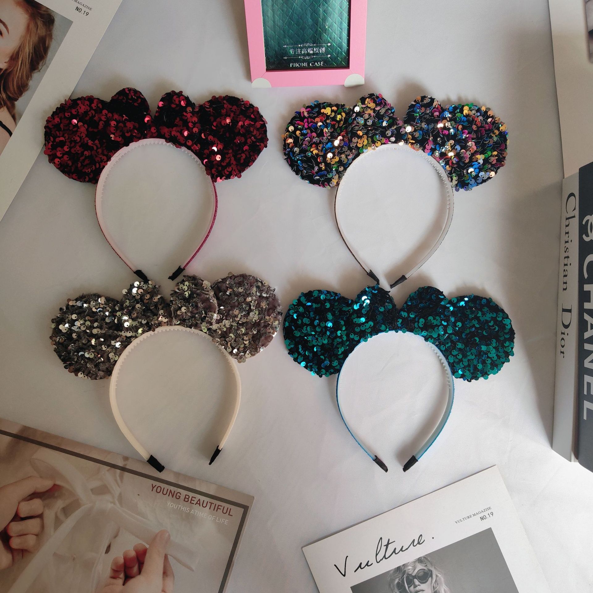 Kids Sequin Ribbon Hair Band with Bow Design - Suitable for Celebrations and Playtime Fun