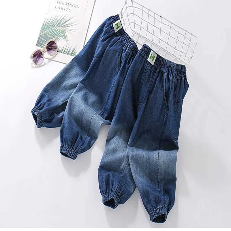 2024 Spring and Autumn Boys Versatile Fashion Gradient Letter M Jeans/Casual Pants 1-6 Years Old W241227