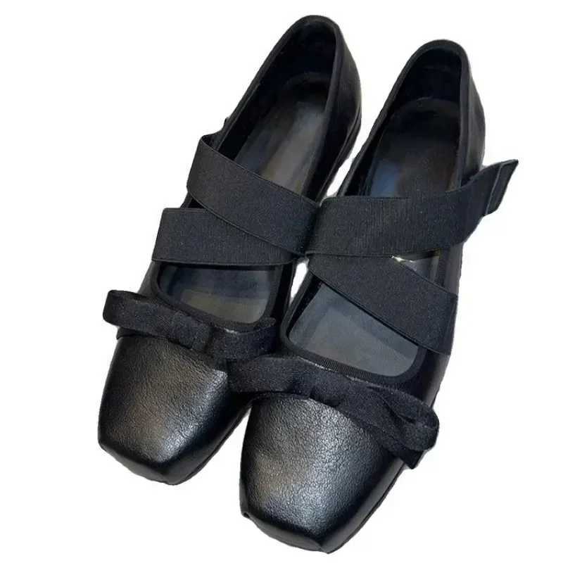 High Quality Square Toe Womens Green Fashion Formal Shoes Thin Heel Cross Strap Sexy Office Flat Elegant Formal Shoes for Women Loafers T241227