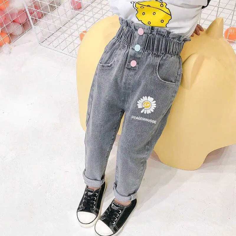 2024 Spring/Autumn Girls Fashion High Waist Jeans Baby Pants Childrens Jeans Trousers W241227