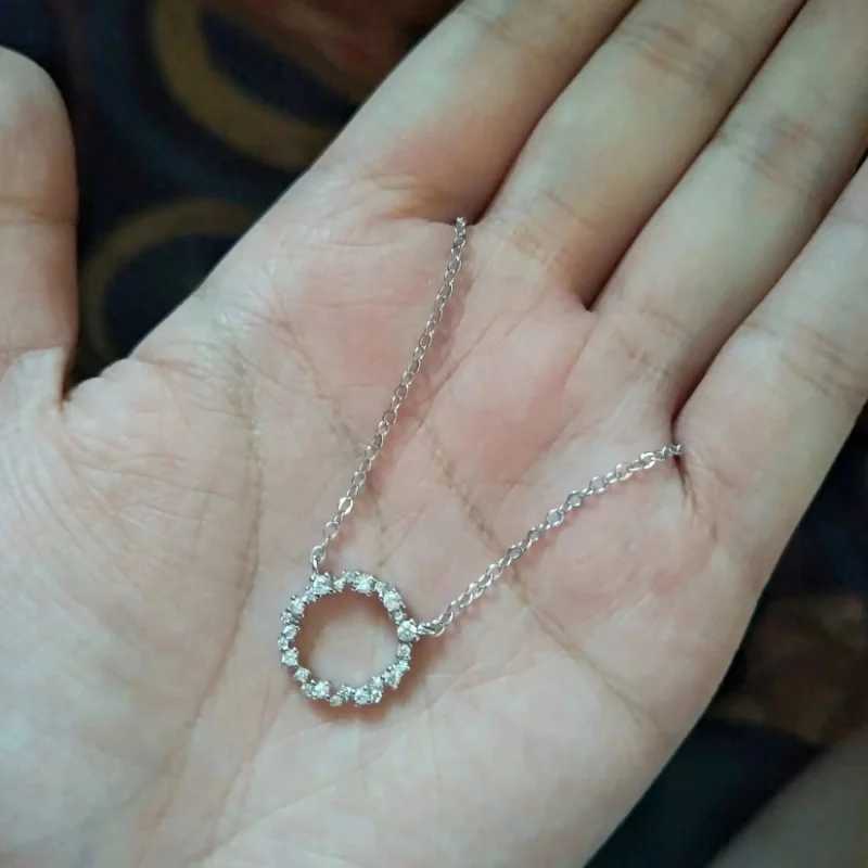 Fashion Circle Necklace with Cubic Zirconia Simple Stylish Clavicle Chain Necklace for Women Wedding Luxury Jewelry 2023 TrendXJ241227