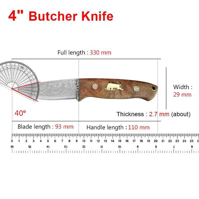 4-inch kitchen knife fruit knife sharp Damascus steel chef knife cooking knife meat cutting kitchen accessories Y241227