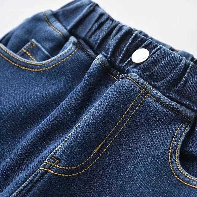 Velvet winter warm jeans suitable for girls boys autumn close-up clothing teenagers childrens clothing boys jeans W241227